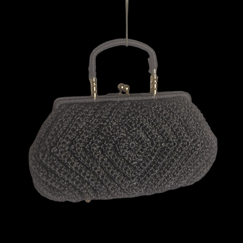 Vintage/Estate Rare Bara Japan Chevron Raffia Top Handle Purse "HOT!" - Picture 7 of 16